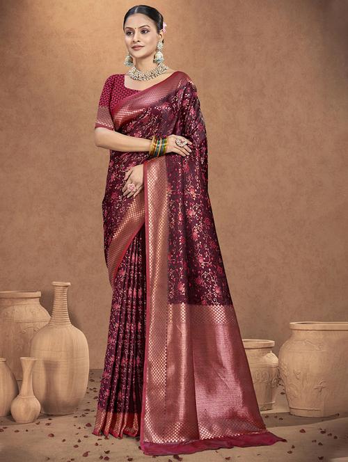 women self design banarasi saree with blouse - 21708862 - Very Small Image - 1