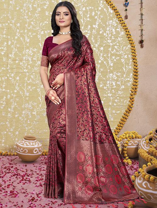women self design banarasi saree with blouse - 21708869 - Very Small Image - 1