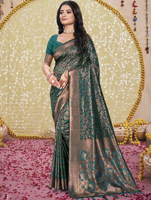 women self design banarasi saree with blouse - 21708870 - Very Small Image - 1