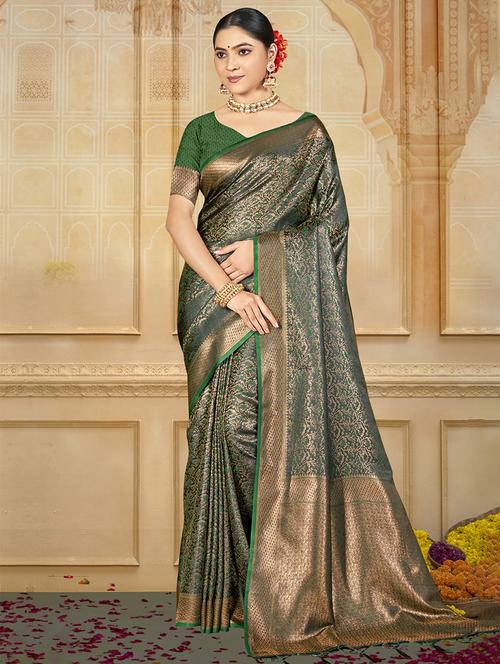women self design kanjivaram saree with blouse - 21708945 - Very Small Image - 1