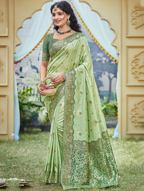 women self design banarasi saree with blouse - 21708971 - Very Small Image - 1