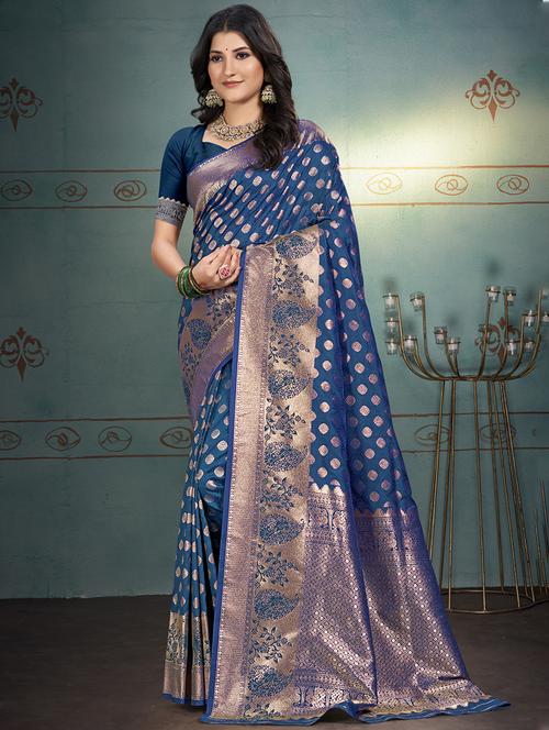 women self design banarasi saree with blouse - 21708982 - Very Small Image - 1