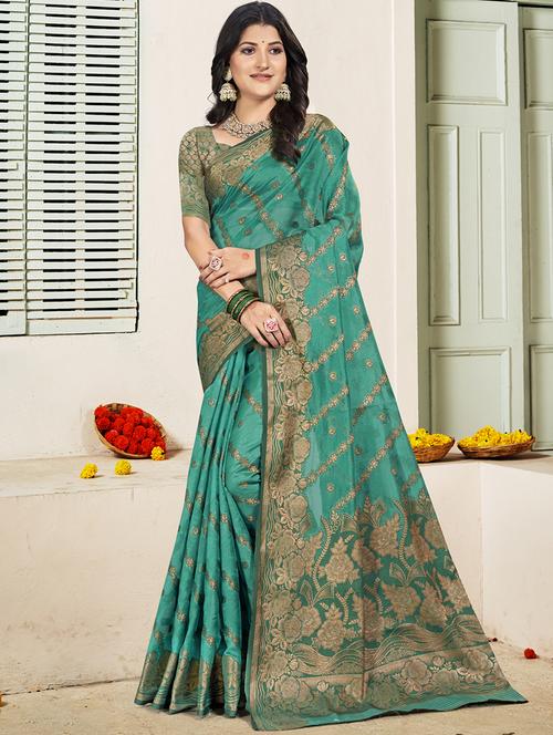 women self design banarasi saree with blouse - 21708992 - Very Small Image - 1