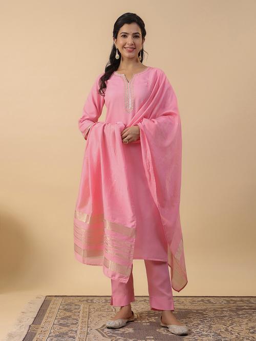 women gota detailed three quarter sleeves suit set - 21709488 - Very Small Image - 1