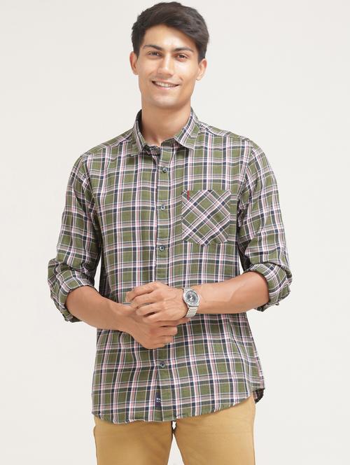 men checks long sleeve casual shirt - 21710318 - Very Small Image - 1
