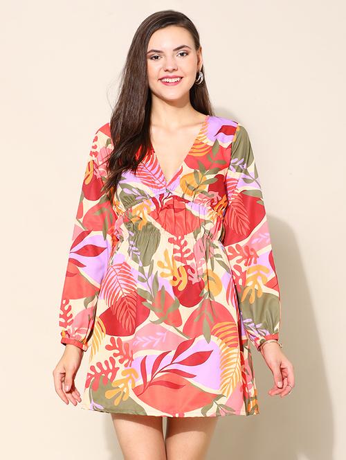 women printed long sleeves a-line dress - 21711069 - Very Small Image - 1