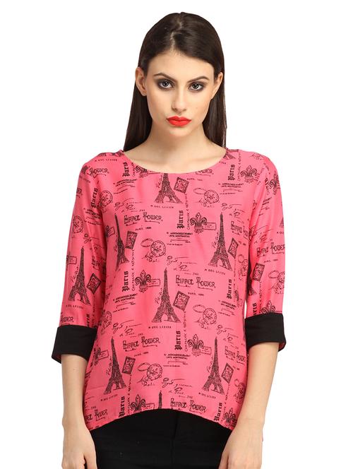 women printed round neck regular top - 21711148 - Very Small Image - 1