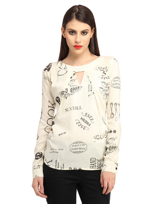 women printed round neck regular top - 21711156 - Very Small Image - 1
