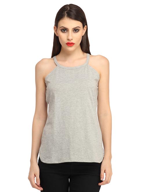 women solid halter neck regular top - 21711158 - Very Small Image - 1