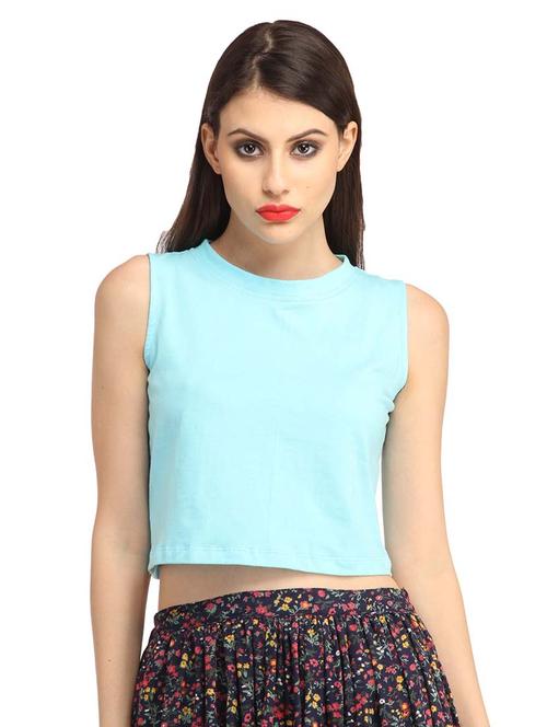 women solid sleeveless crop top - 21711168 - Very Small Image - 1