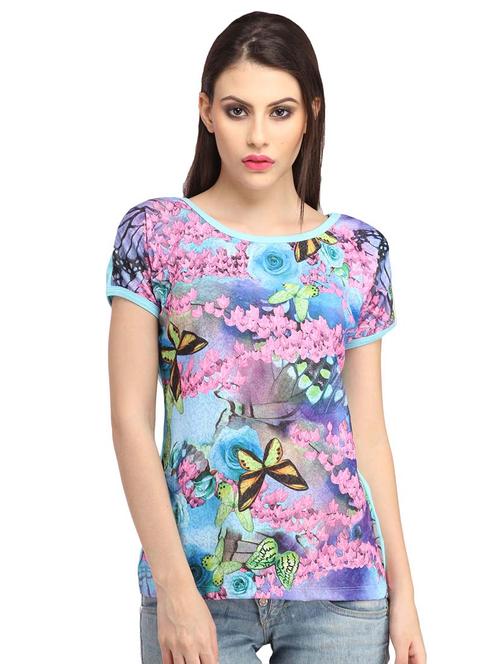 women printed round neck regular top - 21711174 - Very Small Image - 1