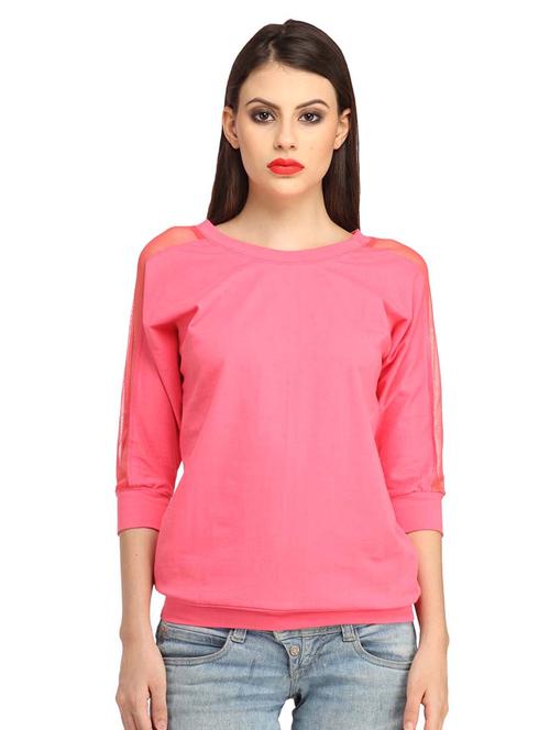 women solid round neck regular top - 21711183 - Very Small Image - 1