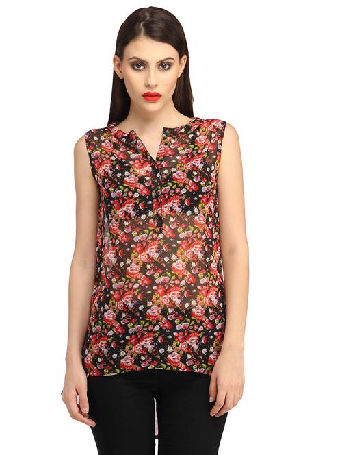 women printed notch neck regular top - 21711184 - Very Small Image - 1