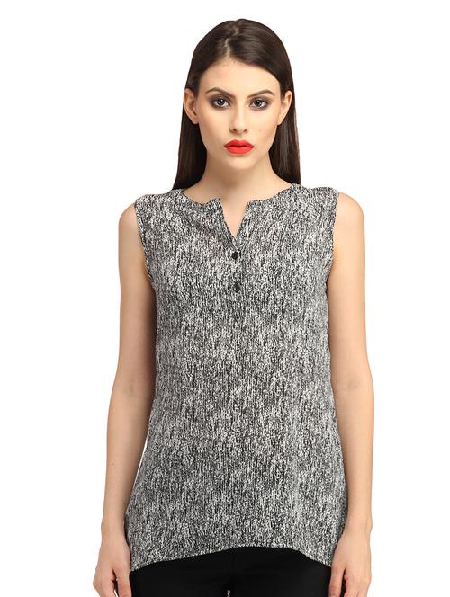 women printed notch neck high low top - 21711185 - Very Small Image - 1