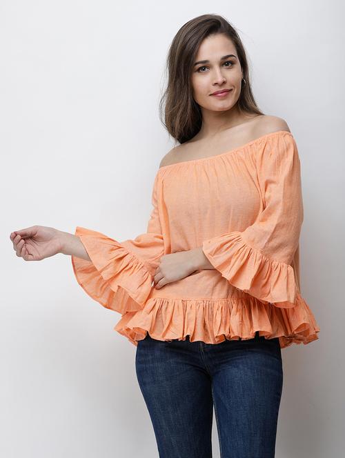 women solid bell sleeves regular top - 21711266 - Very Small Image - 1