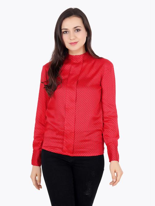 women polka doted mock neck regular top - 21711333 - Very Small Image - 1