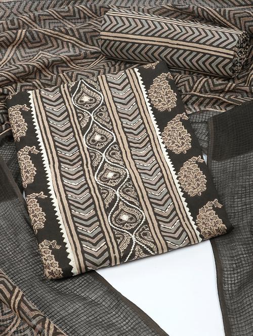 women black paisley printed unstitched suit - 21711786 - Very Small Image - 1
