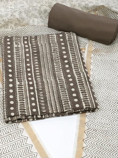 women brown printed unstitched suit - 21711792 - Very Small Image - 1