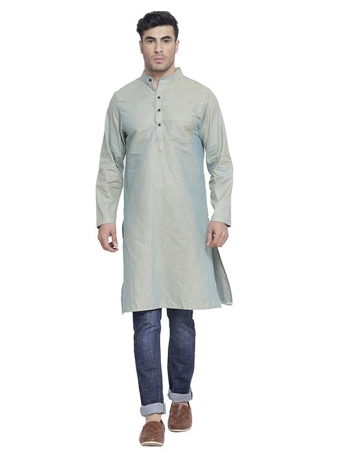 men mandarin neck solid long kurta - 21712114 - Very Small Image - 1