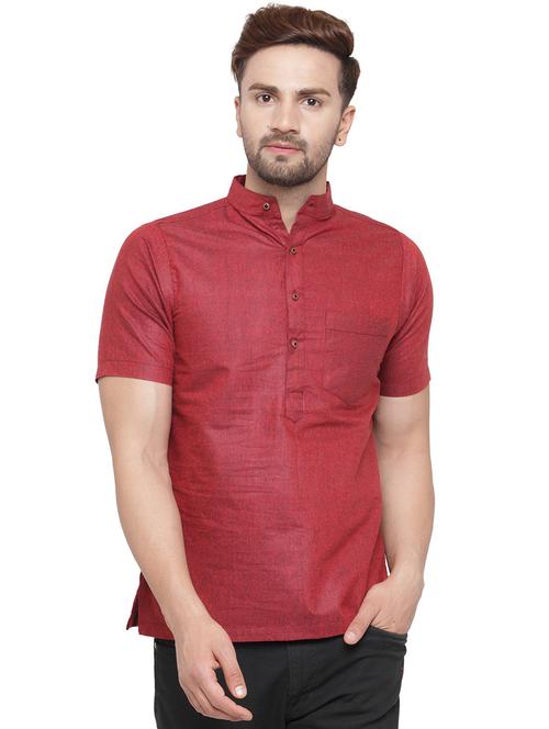 men mandarin neck solid short kurta - 21712175 - Very Small Image - 1