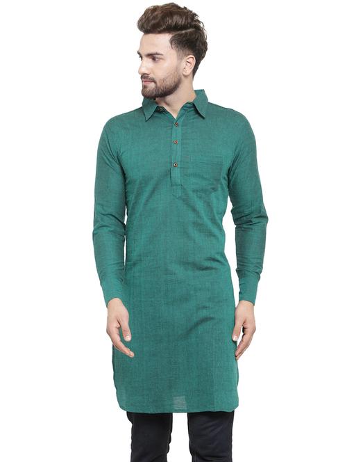 men long sleeves solid pathani kurta - 21712197 - Very Small Image - 1