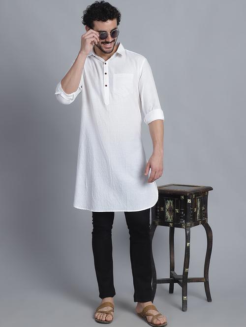 men long sleeves striped pathani kurta - 21712213 - Very Small Image - 1