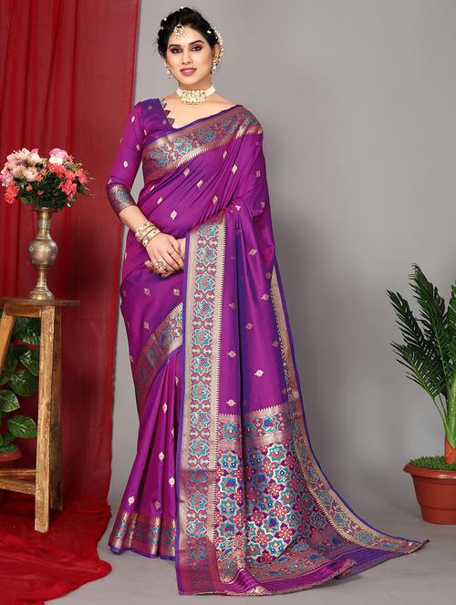 women self design paithani saree with blouse - 21712412 - Very Small Image - 1