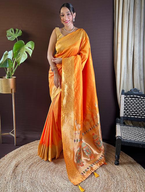 women self design paithani saree with blouse - 21712441 - Very Small Image - 1