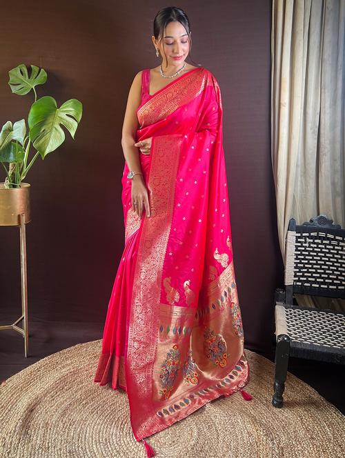 women self design paithani saree with blouse - 21712444 - Very Small Image - 1