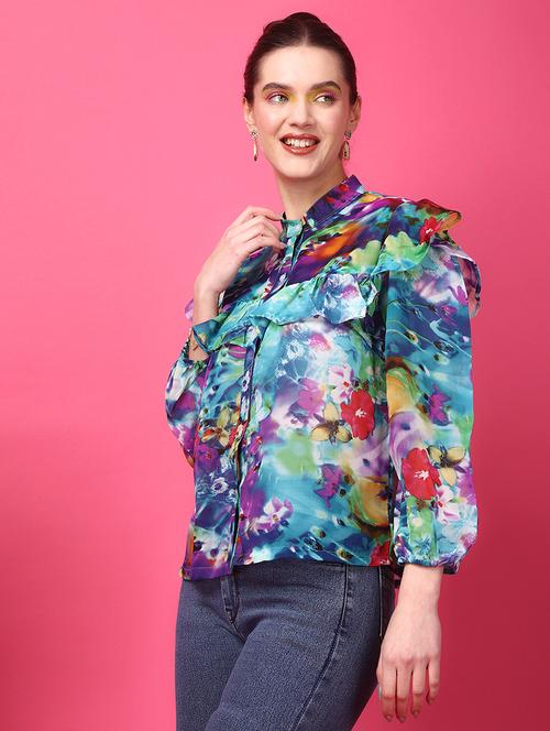 women printed long sleeve shirt - 21712521 - Very Small Image - 1