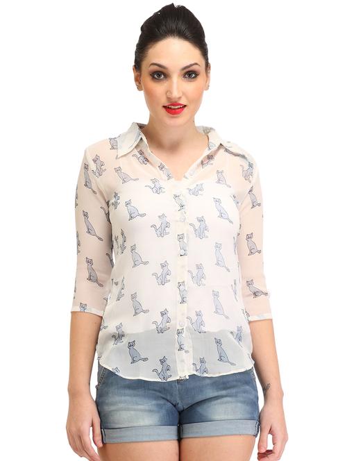 women printed three quarter sleeve shirt - 21712525 - Very Small Image - 1