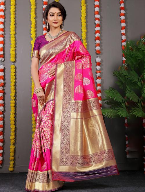 women self design banarasi saree with blouse - 21712733 - Very Small Image - 1