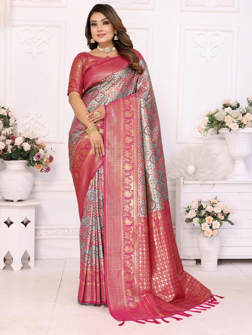 women self design banarasi saree with blouse - 21712772 - Very Small Image - 1