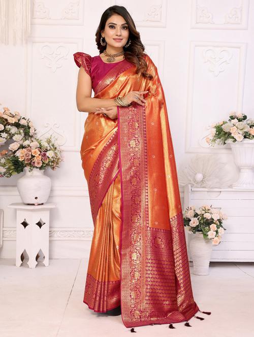 women self design banarasi saree with blouse - 21712786 - Very Small Image - 1