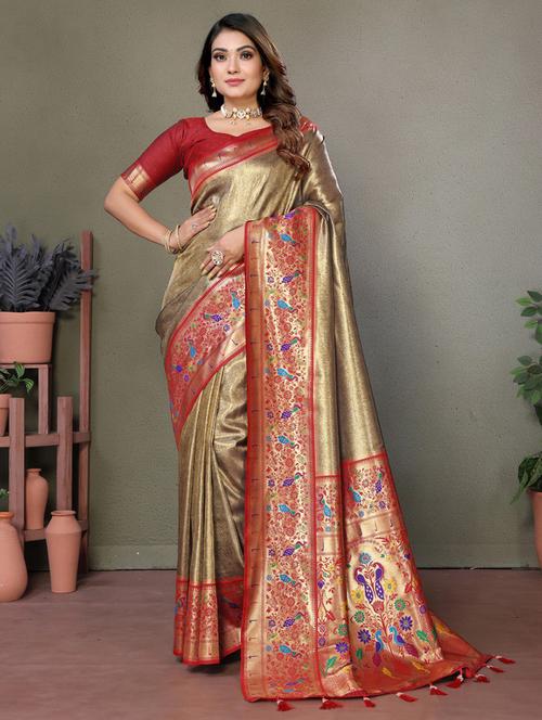 women self design paithani saree with blouse - 21712819 - Very Small Image - 1