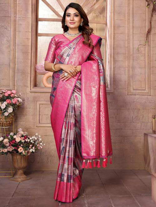 women self design banarasi saree with blouse - 21712847 - Very Small Image - 1