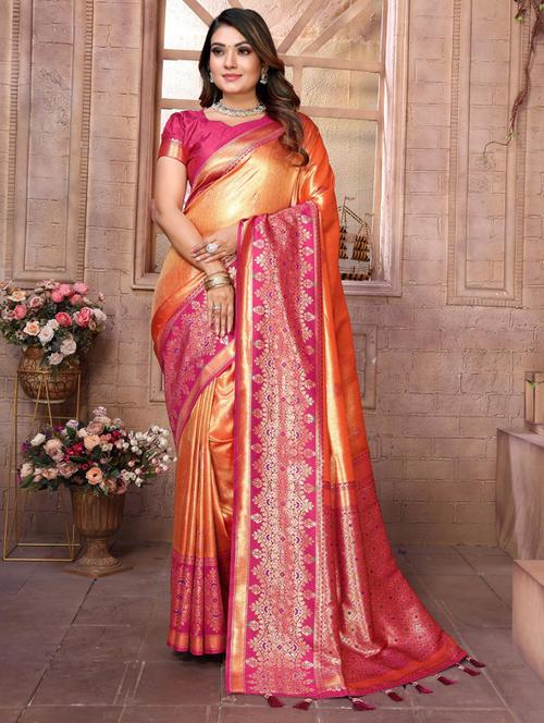 women self design banarasi saree with blouse - 21712880 - Very Small Image - 1
