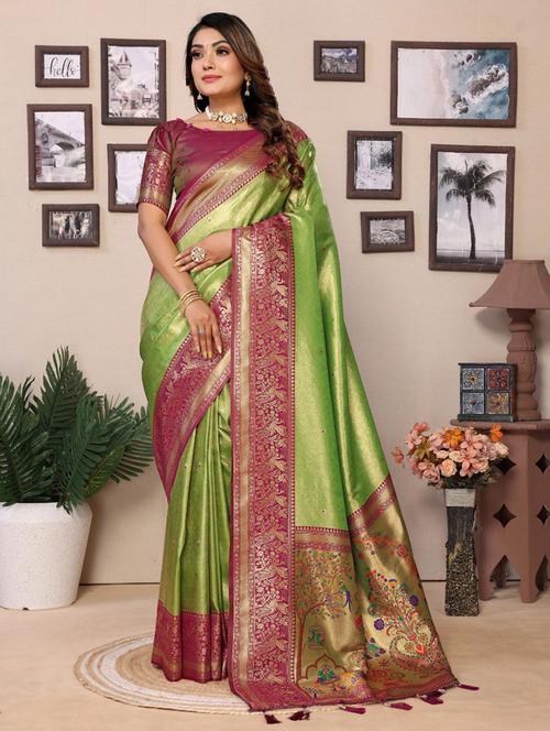 women self design paithani saree with blouse - 21712914 - Very Small Image - 1