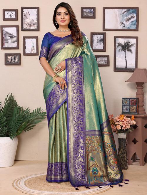 women self design paithani saree with blouse - 21712917 - Very Small Image - 1