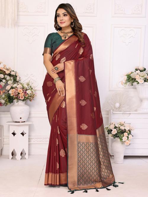 women self design banarasi saree with blouse - 21712921 - Very Small Image - 1