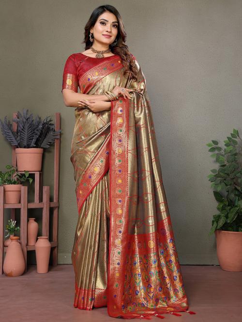 women self design paithani saree with blouse - 21712924 - Very Small Image - 1