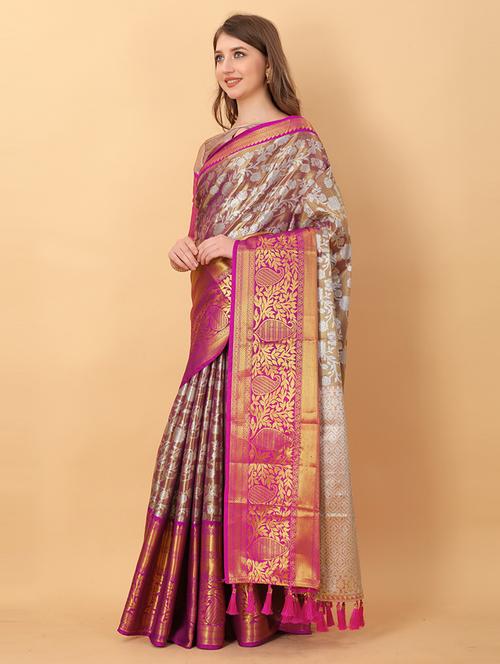 women self design banarasi saree with blouse - 21712990 - Very Small Image - 1