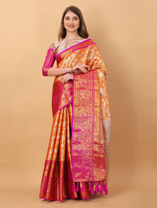 women self design banarasi saree with blouse - 21712994 - Very Small Image - 1