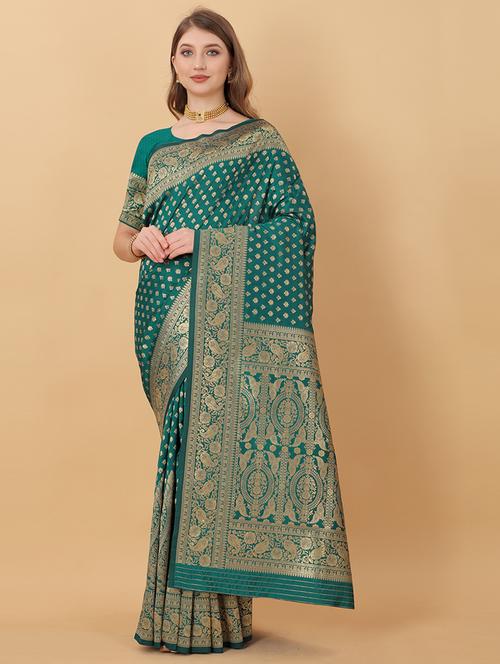 women self design banarasi saree with blouse - 21713003 - Very Small Image - 1