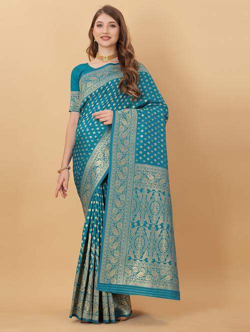 women self design banarasi saree with blouse - 21713009 - Very Small Image - 1