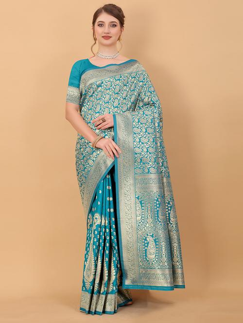 women self design banarasi saree with blouse - 21713011 - Very Small Image - 1
