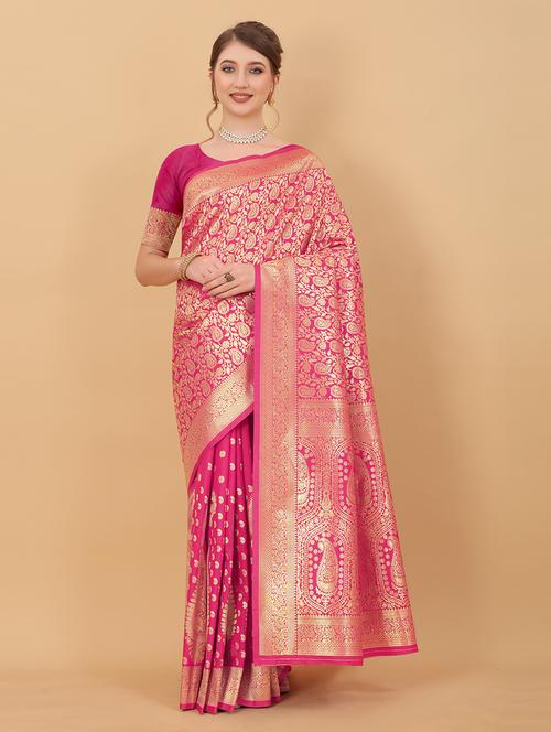 women self design banarasi saree with blouse - 21713015 - Very Small Image - 1