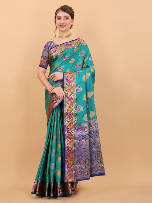 women self design banarasi saree with blouse - 21713021 - Very Small Image - 1