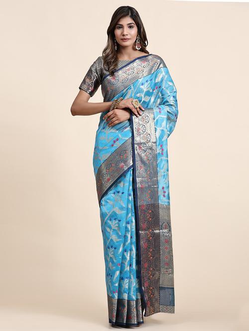 women self design banarasi saree with blouse - 21713034 - Very Small Image - 1