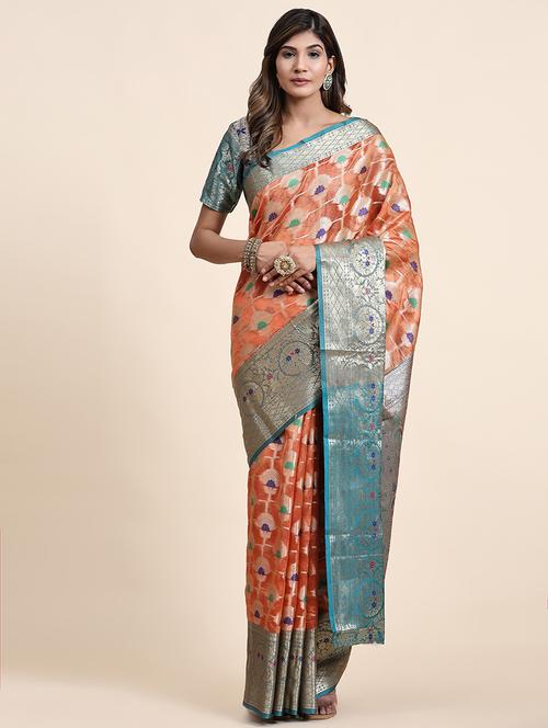 women self design banarasi saree with blouse - 21713038 - Very Small Image - 1